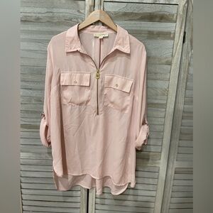 Michael Kors Blush Zip-Up Blouse